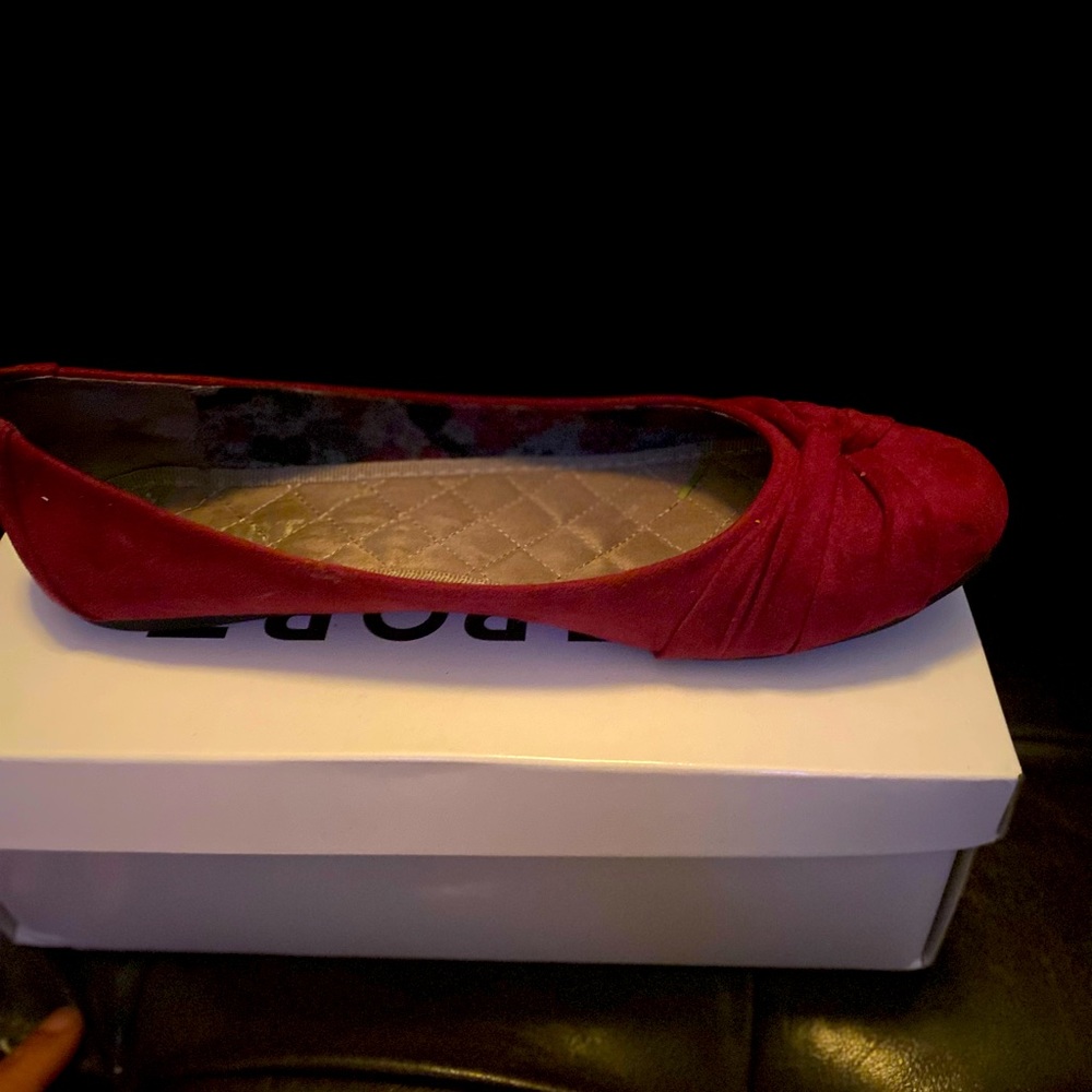 Report Women's Bow Knot Round Toe Cap Wedge Heel Slip on Suede Shoes